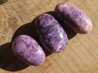 Polished Purple Lepidolite Palm Stones  x 12 From Zimbabwe