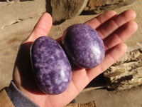 Polished Purple Lepidolite Palm Stones  x 12 From Zimbabwe