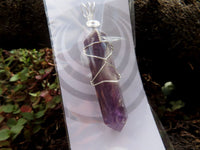 Polished Double Terminated Amethyst with Silver Wire Wrapped Pendant  - sold per piece - From South Africa - TopRock