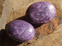 Polished Purple Lepidolite Palm Stones  x 12 From Zimbabwe