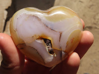 Polished Large Agate Hearts  x 6 From Madagascar