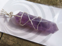 Polished Double Terminated Amethyst with Silver Wire Wrapped Pendant  - sold per piece - From South Africa - TopRock