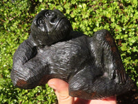 Polished  Black Soapstone Gorilla Carving  x 1 From Zimbabwe