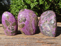 Polished Stichtite & Serpentine Standing Free Forms With Silky Purple Threads  x 6 From Barberton, South Africa - Toprock Gemstones and Minerals 