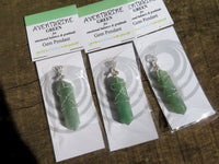 Polished Double Terminated Aventurine Crystals with Silver Wire Wrapped Pendant  - sold per piece - From South Africa - TopRock