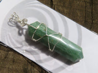 Polished Double Terminated Aventurine Crystals with Silver Wire Wrapped Pendant  - sold per piece - From South Africa - TopRock