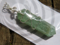 Polished Double Terminated Aventurine Crystals with Silver Wire Wrapped Pendant  - sold per piece - From South Africa - TopRock