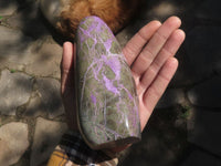 Polished Stichtite & Serpentine Standing Free Forms With Silky Purple Threads  x 3 From Barberton, South Africa - TopRock