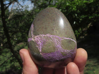 Polished Stichtite & Serpentine Standing Free Forms With Silky Purple Threads  x 3 From Barberton, South Africa - TopRock