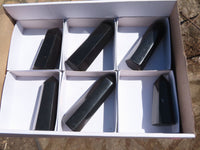 Polished Pitch Black Basalt Points/Prisms x 6 From Madagascar - TopRock