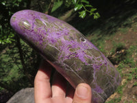 Polished Stichtite & Serpentine Standing Free Forms With Silky Purple Threads  x 3 From Barberton, South Africa - TopRock