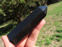 Polished Pitch Black Basalt Points/Prisms x 6 From Madagascar - TopRock