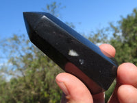 Polished Pitch Black Basalt Points/Prisms x 6 From Madagascar - TopRock