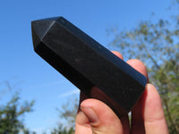 Polished Pitch Black Basalt Points/Prisms x 6 From Madagascar - TopRock