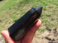 Polished Pitch Black Basalt Points/Prisms x 6 From Madagascar - TopRock