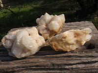 Natural Affordable Medium Sized White Quartz Clusters x 3 From Madagascar - TopRock