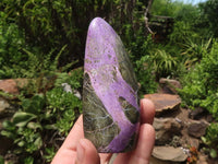 Polished Stichtite & Serpentine Standing Free Forms With Silky Purple Threads  x 4 From Boekenhouthoek, South Africa - TopRock