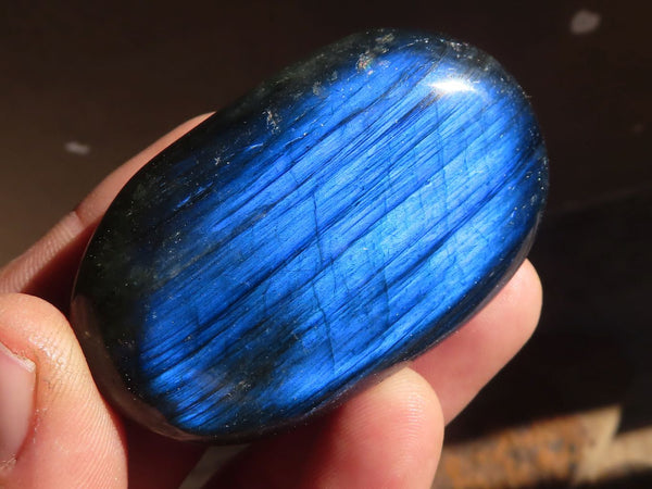 Polished  Flashy Labradorite Palm Stones  x 12 From Tulear, Madagascar