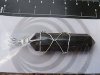 Polished Double Terminated Black Tourmaline with Silver Wire Wrapped Pendant  - sold per piece - From South Africa - TopRock