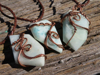 Polished Mixed Jewellery Free Forms With Copper Art Wire Pendants x 6 From Southern Africa - TopRock