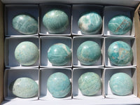 Polished Amazonite Palm Stones  x 12 From Ambositra, Madagascar - Toprock Gemstones and Minerals 