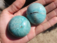 Polished Amazonite Palm Stones  x 12 From Ambositra, Madagascar - Toprock Gemstones and Minerals 