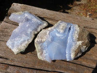 Natural Blue Lace Agate Geode Specimens x 6 From Nsanje, Malawi