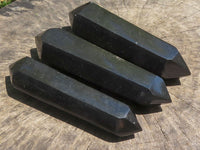 Polished Double Terminated Black Basalt Points  x 3 From Madagascar - TopRock