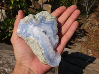 Natural Blue Lace Agate Geode Specimens x 6 From Nsanje, Malawi