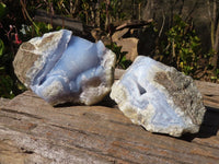 Natural Blue Lace Agate Geode Specimens x 6 From Nsanje, Malawi