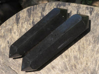 Polished Double Terminated Black Basalt Points  x 3 From Madagascar - TopRock