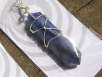 Polished Double Terminated Sodalite Crystals with Silver Wire Wrapped Pendant  - sold per piece - From South Africa - TopRock