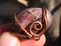 Polished Copper Wire Wrapped Pink Rubellite Pendants x 6 From Madagascar