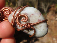 Polished Copper Wire Wrapped Pink Rubellite Pendants x 6 From Madagascar