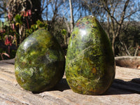 Polished  Green Opal Standing Free Form  x 6 From Antsirabe, Madagascar