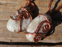 Polished Copper Wire Wrapped Pink Rubellite Pendants x 6 From Madagascar