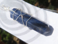 Polished Double Terminated Sodalite Crystals with Silver Wire Wrapped Pendant  - sold per piece - From South Africa - TopRock