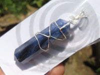 Polished Double Terminated Sodalite Crystals with Silver Wire Wrapped Pendant  - sold per piece - From South Africa - TopRock