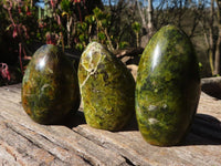 Polished  Green Opal Standing Free Form  x 6 From Antsirabe, Madagascar