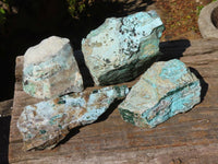 Natural Drusy Coated Chrysocolla & Malachite Dolomite Specimens x 4 From Likasi, Congo