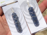 Polished Double Terminated Sodalite Crystals with Silver Wire Wrapped Pendant  - sold per piece - From South Africa - TopRock