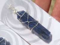 Polished Double Terminated Sodalite Crystals with Silver Wire Wrapped Pendant  - sold per piece - From South Africa - TopRock