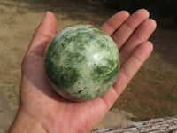 Polished Green Chrysoprase Spheres x 2 From Ambatondrazaka, Madagascar - TopRock