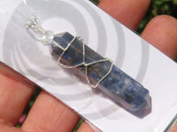 Polished Double Terminated Sodalite Crystals with Silver Wire Wrapped Pendant  - sold per piece - From South Africa - TopRock