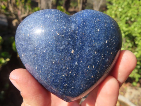 Polished Blue Lazulite Hearts  x 12 From Madagascar