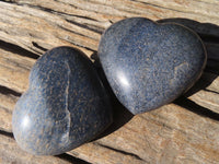 Polished Blue Lazulite Hearts  x 12 From Madagascar