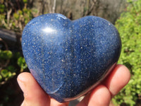 Polished Blue Lazulite Hearts  x 12 From Madagascar