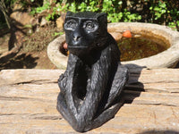 Polished Groovy Black Soap Stone Baboon Carving  x 1 From Zimbabwe - Toprock Gemstones and Minerals 