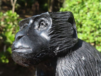 Polished Groovy Black Soap Stone Baboon Carving  x 1 From Zimbabwe - Toprock Gemstones and Minerals 