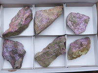 Natural Stichtite & Serpentine Standing Free Forms With Silky Purple Threads  x 6 From Boekenhouthoek, South Africa - TopRock